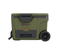 Ninja FrostVault Heavy-Duty Insulated Cool Box with Ninja Thirsti Bottle 530ml & Large Ice Pack, Wheeled Premium Cooler with Dry Zone Integrated Fridge-Temp Dry Storage Drawer, Olive, FB245AMZEUUKGN