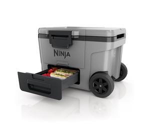 Ninja FrostVault Heavy-Duty Insulated Cool Box, Wheeled Premium Cooler with Dry Zone Integrated Fridge-Temp Dry Storage Drawer, Keeps Ice for Days, Fits up to 68 Cans, Slate Grey, FB245EUGY