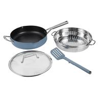 Ninja Frying Pan ZEROSTICK Foodi 9-in-1 Possible Pan with Glass Lid Spatula & Steamer CW102WHUK in Blue Ninja Blue