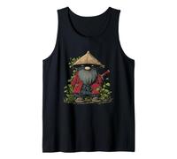 Ninja Garden Gnome with Sword and Straw Hat Tank Top