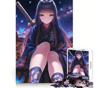 Ninja Girl Butterflies 1000 Piece Jigsaw Puzzles for Teenagers Jigsaw Smart Game Warm Time Image Assembly Lovely Gift (38x52cm)