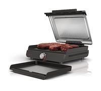 Ninja GR101 Sizzle Smokeless Indoor Grill & Griddle, 14'' Interchangeable Nonstick Plates, Dishwasher-Safe Removable Mesh Lid, 500F Max Heat, Even Edge-to-Edge Cooking, Grey/Silver