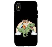 NInja Hamster Riding T Rex Dinosaur Rainbow Prehistoric Case for iPhone X/XS