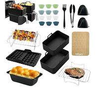 Ninja Hot Air Fryer Accessories for Ninja Foodi Max Dual Zone AF400EU AF300EU - 22 Pieces Air Fryer Accessories for 7.6L-9.5L and Most Dual Zone Airfryer BPA-Free