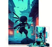 Ninja in Japanese City Jigsaw Puzzle 1000 Piece for Adults Logic Boost Toy Together Fun Premium Edge Stylish Gift (38x52cm)