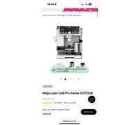Ninja Luxe Pro 3-in-1 Coffee Machine, Latte, Cappuccino, Cold Brew & Espresso Maker With Built in Bean Grinder & Milk Frother, Easy to Use, 5 Automated Froth Presets, Silver, ES701UK