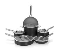 Ninja NeverStick Ceramic Pro 11-Piece Cookware Set, Non-Stick Pots and Pans, Glass Lids, Ceramic Coated, Stainless Steel, Stove to Oven Safe, All Stovetops, Induction Compatible, Black, CW39011BK
