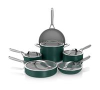 Ninja NeverStick Ceramic Pro 11-Piece Cookware Set, Non-Stick Pots and Pans, Glass Lids, Ceramic Coated, Stainless Steel, Stove to Oven Safe, All Stovetops, Induction Compatible, Green, CW39011GN