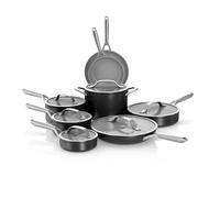 Ninja NeverStick Ceramic Pro 14-Piece Cookware Set, Non-Stick Pots & Pans Set with Glass Lids, Ceramic, Stainless Steel, Stove to Oven Safe, All Stovetops & Induction Compatible, Black, CW39014BK
