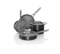 Ninja NeverStick Ceramic Pro 7-Piece Cookware Set, Non-Stick Pots, Pans, Glass Lids, Ceramic Coated, Stainless Steel Handles, Stove to Oven Safe, All Stovetops & Induction Compatible, Black, CW39007BK