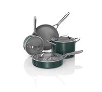 Ninja NeverStick Ceramic Pro 7-Piece Cookware Set, Non-Stick Pots, Pans, Glass Lids, Ceramic Coated, Stainless Steel Handles, Stove to Oven Safe, All Stovetops & Induction Compatible, Green, CW39007GN