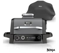 Ninja Og703Uk Woodfire Electric Bbq Grill & Smoker, Outdoor Grill & Air Fryer, 7 Cooking Functions, Woodfire Technology, Grey