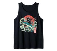 Ninja On Shark Wave Funny Japanese Ukiyo-e Art Boys Kids Men Tank Top