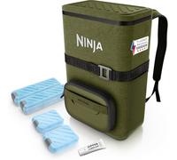 Ninja Outdoor FrostVault Go 17 Litre 24-Can Backpack Soft Cooler with Cold Dry Zone, Amazon Exclusive Olive Green + Medium Ice Pack, FF124AMZEUUKGN