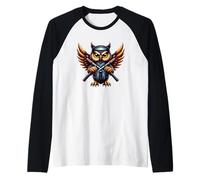 Ninja Owl Unleashing Warrior Spirit Raglan Baseball Tee