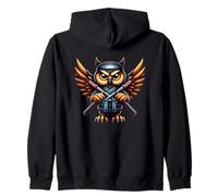 Ninja Owl Unleashing Warrior Spirit Zip Hoodie