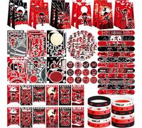 Ninja Party Favors, Ninja Birthday Party Decorations Supplies for Your Little Ninja Warrior, Including Notebook, Gift Bags, Slap Bracelets, Rubber Bracelets, Stickers, Button Pin
