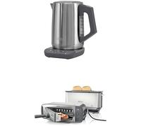 Ninja Perfect Temperature Kettle, 1.7L, with Temperature Control, LED Display, KT201UK + Ninja Foodi 3-in-1 Toaster, Grill and Panini Press with Flip Design, Stainless Steel, ST202UK