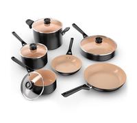 Ninja Pots and Pans Set Non Stick | Extended Life Select Ceramic Cookware Set | 10-Piece Nonstick | PFOA Free | Oven Safe to 350°F | Induction Compatible | CK89010BF