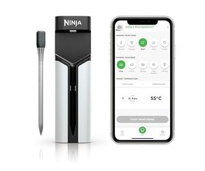 Ninja ProChef Wireless Meat Thermometer, App Connected, WP100UK | For indoor & outdoor cooking, grilling & air frying. 50m Bluetooth range & 30-hour battery life. Heat-resistant & waterproof.
