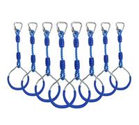 Ninja Ring Backyard Gymnastic Fitness Fist Jungle Gym Play Set Kids Playground Training Equipment, 8 Blue Fun Swing Monkey Bar Hang Climbing Ring Warrior Obstacle Course Trapeze Slackline Attachments