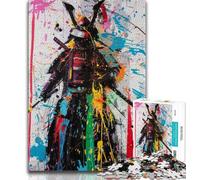 Ninja Samurai Oil Painting 1000 Piece Jigsaw Puzzle for Adults And Teenagers,Help The Brain Exercise Addictive Toys to Cultivate Patience Unique Challenge Game (38x26cm)