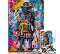 Ninja Samurai Oil Painting 1000 Piece Jigsaw Puzzles for Adults & Teens,Fun Games Every Piece Is Unique - Challenging Family Fun Game (38x26cm)