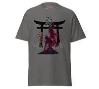 Ninja Samurai T-Shirt - Torii Gate Alliance Design for Gamers - Japanese Warrior Aesthetic Tee Inspired by Feudal Japan Shadows Universe - Soft Cotton (UK, Alpha, S, Regular, Regular, Charcoal)
