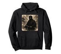 Ninja Samurai Warrior Katana Kimono Zen Sumi-E Vintage Pullover Hoodie
