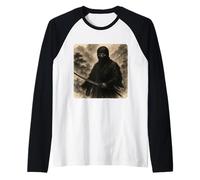 Ninja Samurai Warrior Katana Kimono Zen Sumi-E Vintage Raglan Baseball Tee