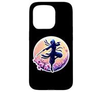 Ninja Silhouette Moonlight Cherry Blossoms Japanese Samurai Case for iPhone 15 Pro