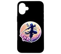Ninja Silhouette Moonlight Cherry Blossoms Japanese Samurai Case for iPhone 16 Plus