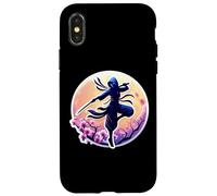Ninja Silhouette Moonlight Cherry Blossoms Japanese Samurai Case for iPhone X/XS