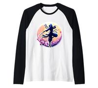 Ninja Silhouette Moonlight Cherry Blossoms Japanese Samurai Raglan Baseball Tee