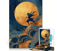 Ninja Silhouette Under Golden Moon Jigsaw Puzzle 1000 Piece for Teenagers Mind Skill Toy Peaceful Fun Design Assembly Unique Gift (50x75cm)