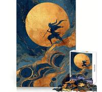 Ninja Silhouette Under Golden Moon Jigsaw Puzzles for Adults1000 Pieces Strong Logic Toy Tension Relief Clear Edge Premium Gift (38x26cm)
