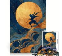 Ninja Silhouette Under Golden Moon Jigsaw Puzzles for Teenagers 1000 Pieces Reason Skill Toy Soothing Play Exact Cut Santa Wish Gift (38x52cm)