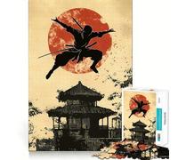 Ninja Silhouette with Japanese Temple 1000 Piece Jigsaw Puzzles for Teenagers Jigsaw Logic Ability Toy Soft Relax Accurate Cut Cherished Gift (38x26cm)