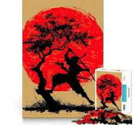 Ninja Silhouette with Red Sun And Tree Jigsaw Puzzles 1000 Pieces for Adults Focus Brain Toy Home Leisure Tight Edge Santa Wish Gift (38x52cm)