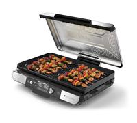 NINJA Sizzle Pro XL GX101UK Indoor Grill & Flat Plate - Black & Silver, Black,Silver/Grey