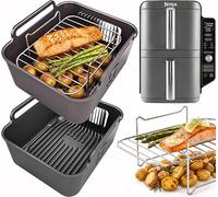Ninja SL400UK Accessories | Airflow Pro™ Silicone Liners + Racks for Ninja Double Stack XL 9.5L SL400UK | 3mm Thick, 15mm Airflow Ridges | 304 Stainless Steel | SL400UK Accessories | iStock Kitchen
