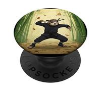 Ninja Sloth Practicing Martial Arts in a Bamboo Forest PopSockets Adhesive PopGrip