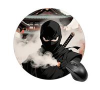 Ninja Smoke Stealth Mouse Pad Round Mouse Mat Leather Non-Slip Rubber Base Mousepad Waterproof Computer Mouses Pad for Laptop Wireless Mouses Keyboard Home Office