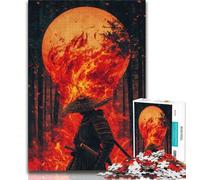 Ninja Under The Moon Puzzles for Adults 1000 Pieces,Stress Reliever Staycation Kill Time with Matching Poster And Trivia Sheet (38x26cm)