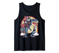 Ninja Unicorn Riding Dinosaur T rex Funny Men Women Rainbow Tank Top