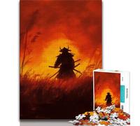 Ninja Warrior at Sunset Jigsaw Puzzles for Adults Teenagers Jigsaws Puzzle,Help The Brain Exercise Addictive Toys to Cultivate Patience A Work of Art (38x26cm)