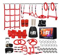 Ninja Warrior Obstacle Course for Kids Outside, 60' Ninja Slackline with Backyard Durable Obstacles Playset