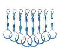 Ninja Warrior Obstacle Course Playset Ninja Ring Trapeze Swing Monkey Bar For Outdoor Indoor Jungle Gym, 8 Blue Monkey Rings Climb Fists Backyard Playground Training Equipment Gymnastic Fitness Fist