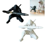 Ninja Warrior Pen Holder With Sword And Weapon Accessories,3D Printed samurai pen holder Creative Ninja Desk Organizer with Sword,Accessories (Black White)