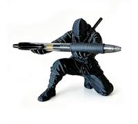 Ninja Warrior Pen Holder with Sword and Weapon Accessories - Ninja Pen Holder for Desk, Samurai Desk Organizer Figurine for Office, Home, Classroom (Black)